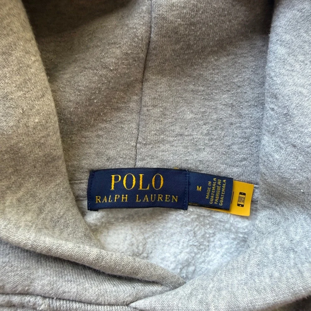 Polo Ralph Lauren Polo Bear Football Rugby Hoodie Gray Mens Medium Sweatshirt